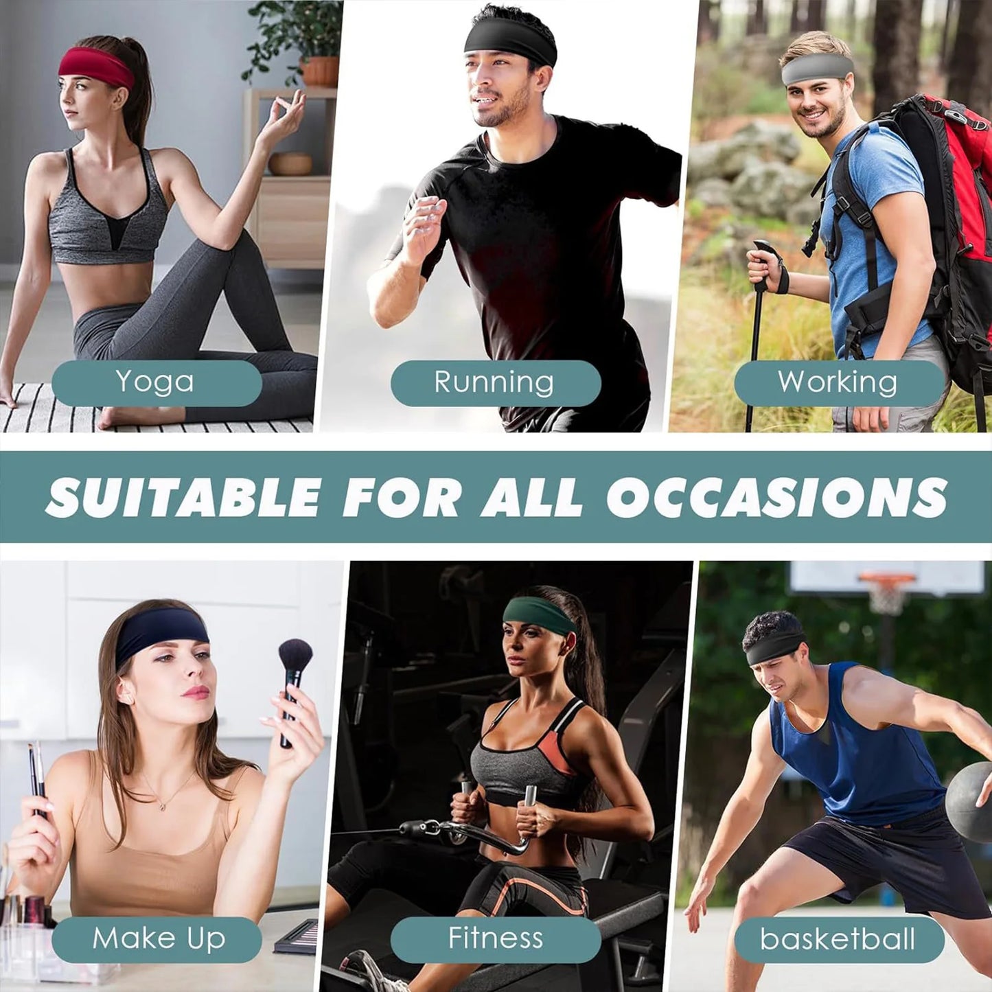 10pcs Elastic Non Slip for Gym Yoga Hair Band