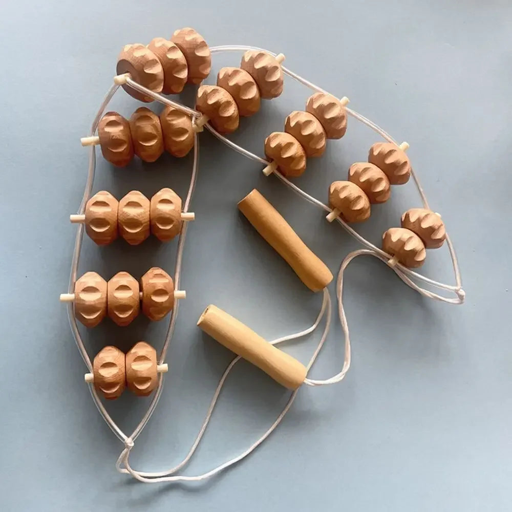 Wooden Massage Roller Rope