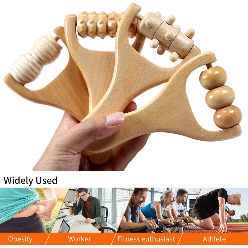 1Pcs Wooden Massage Roller