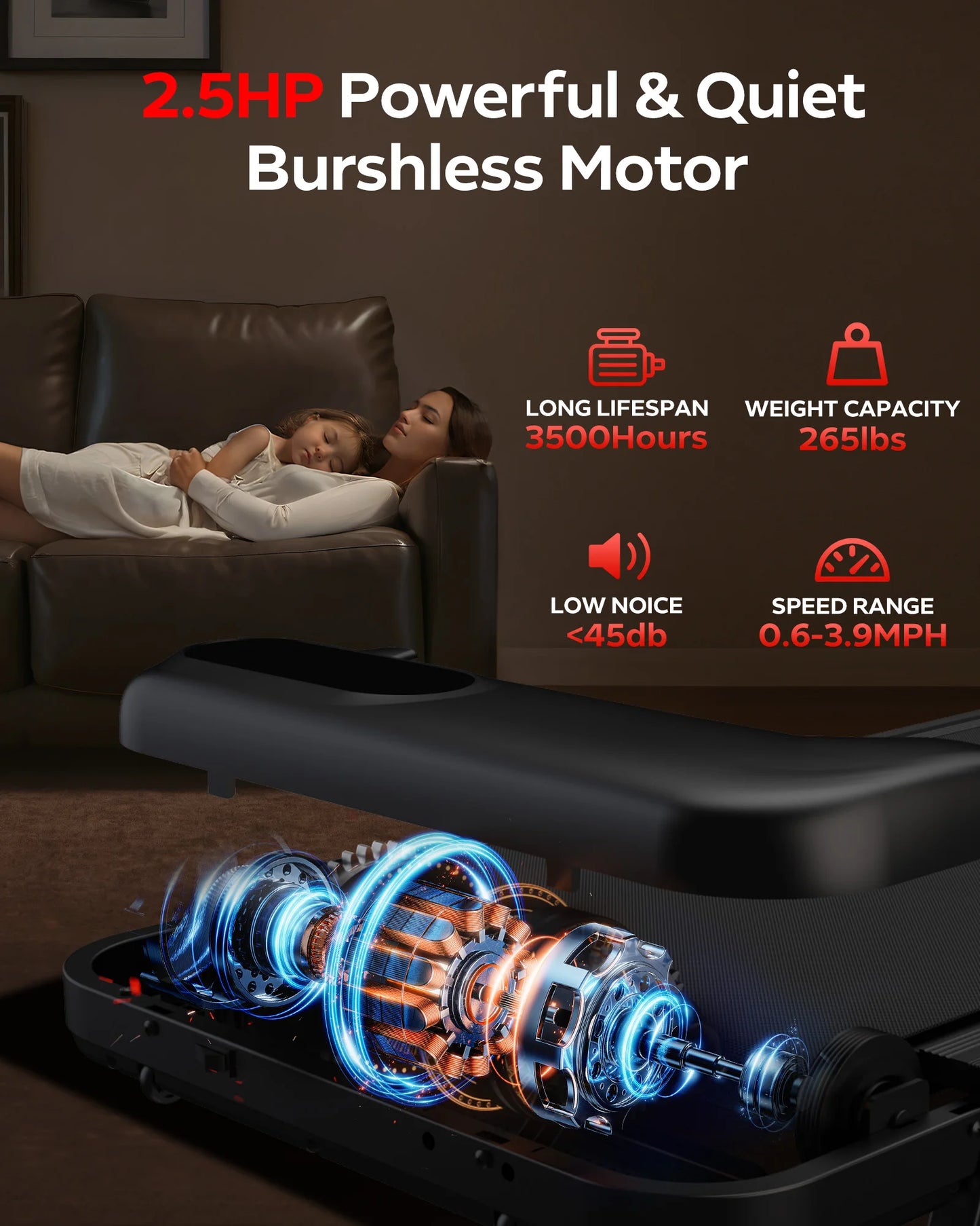 2.5 HP Incline Under-Desk Treadmill