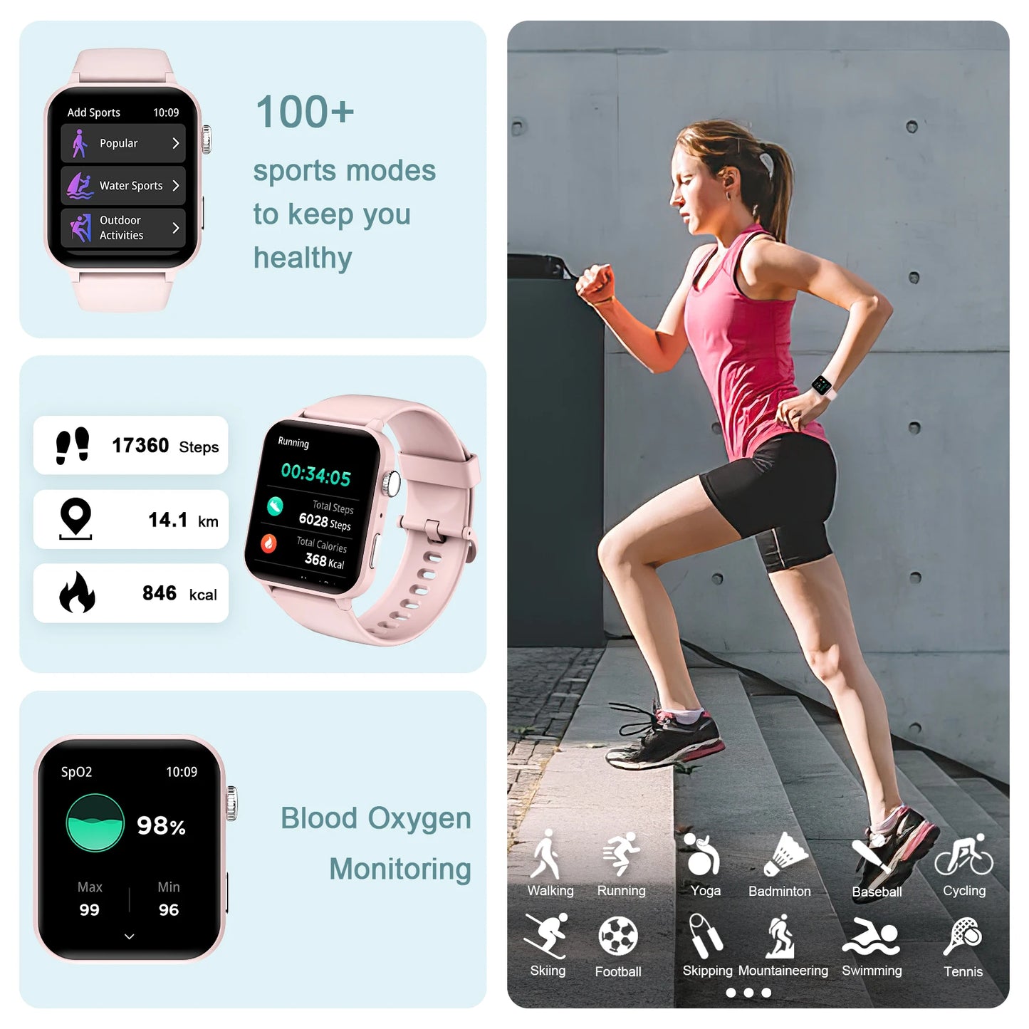 Smartwatch Blood Oxygen 100+ Sports Modes