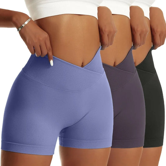 3 Pieces Yoga Scrunch Butt Shorts