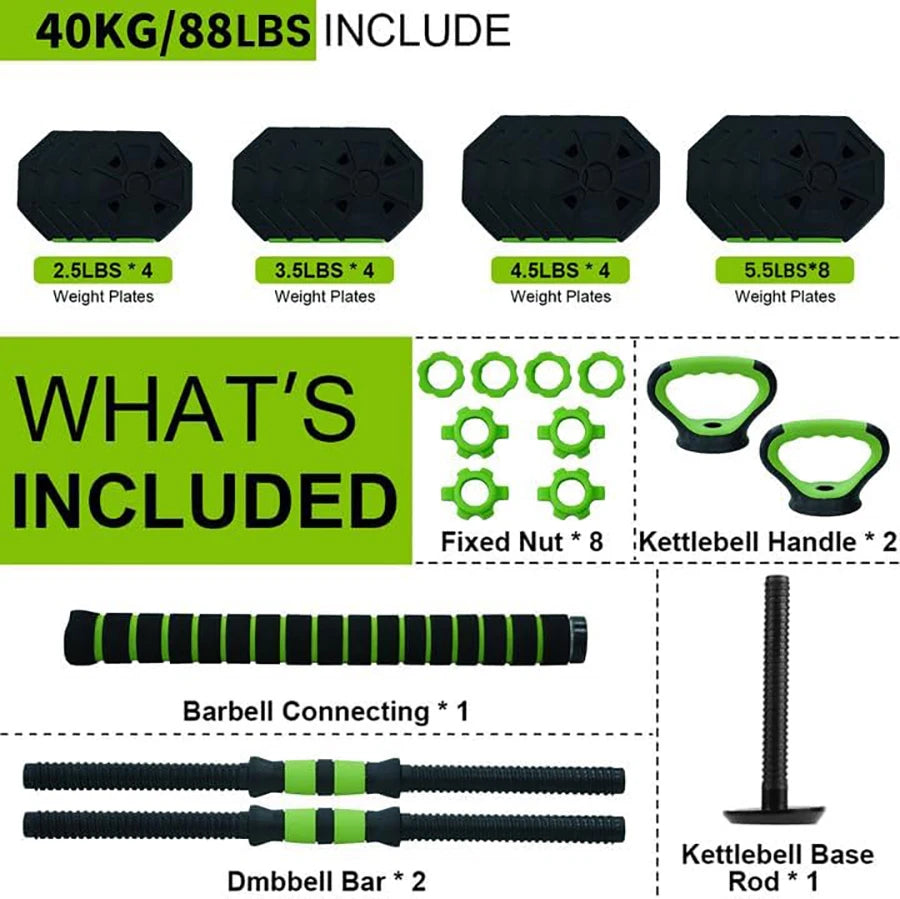 4 in 1 Adjustable Kettlebell/Dumbbell Set