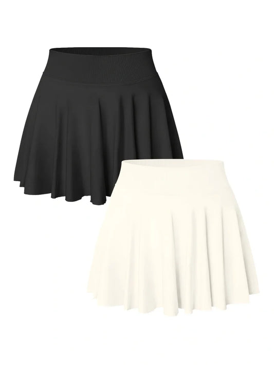 Solid Color High-Waist Skirt Shorts