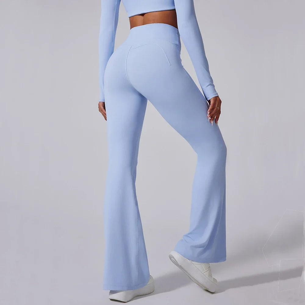 Women High Waist Tummy Control Flared Leggings