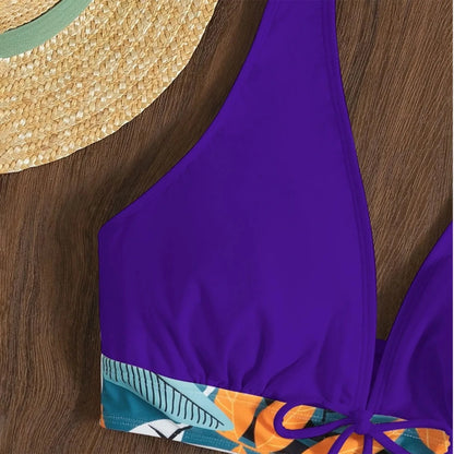 2 Pieces Plant Print Bikinis Set