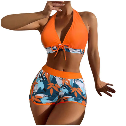 2 Pieces Plant Print Bikinis Set