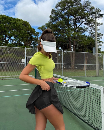 Solid Color High-Waist Skirt Shorts