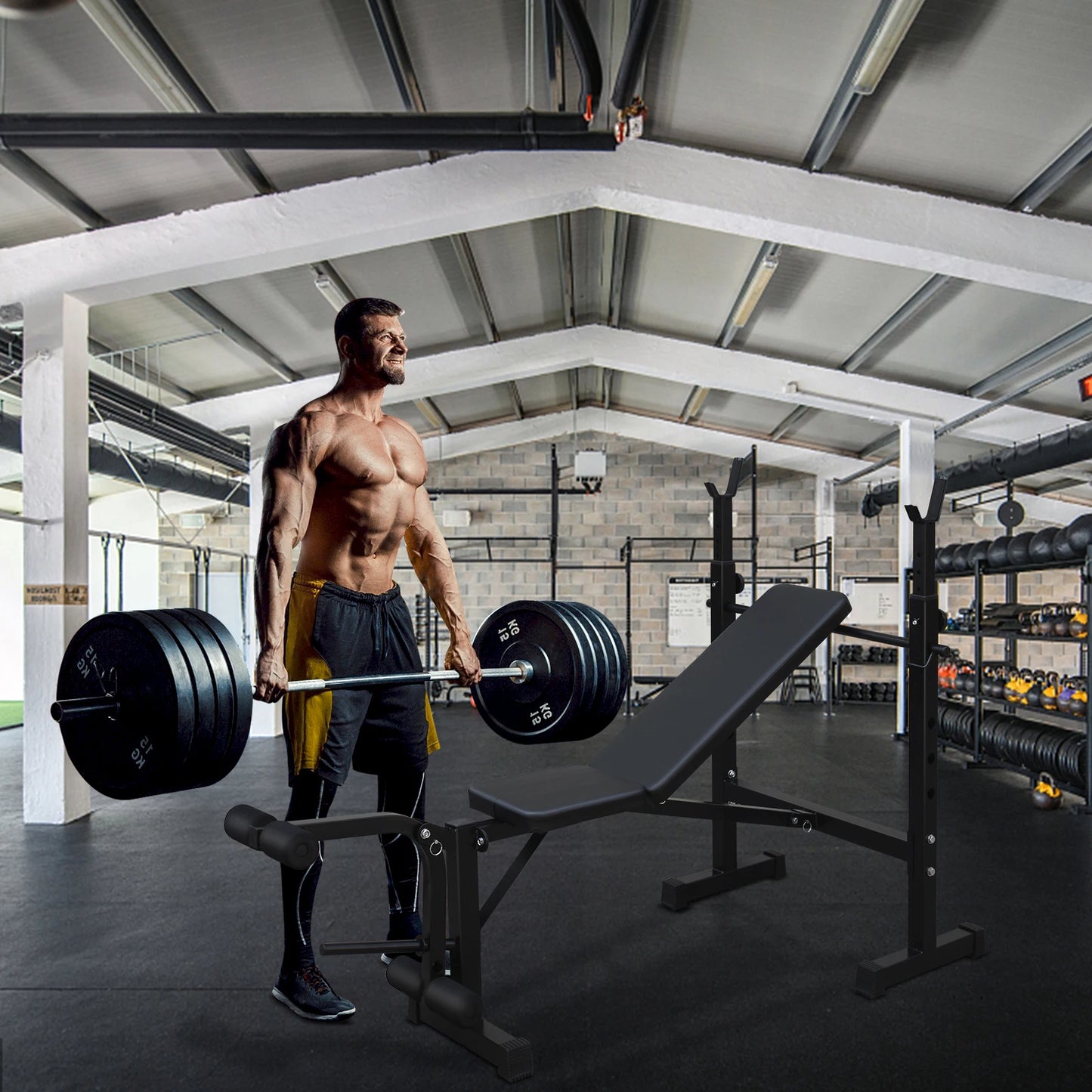 Weight Bench Press Set with Squat Rack