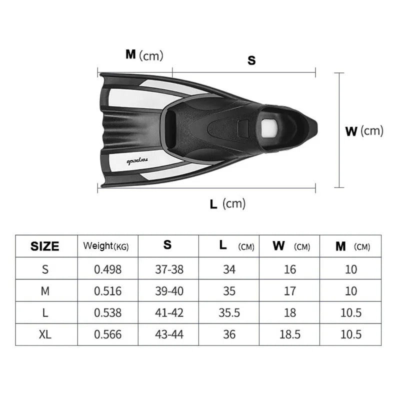 Swimming Diving Fins Rubber Snorkeling