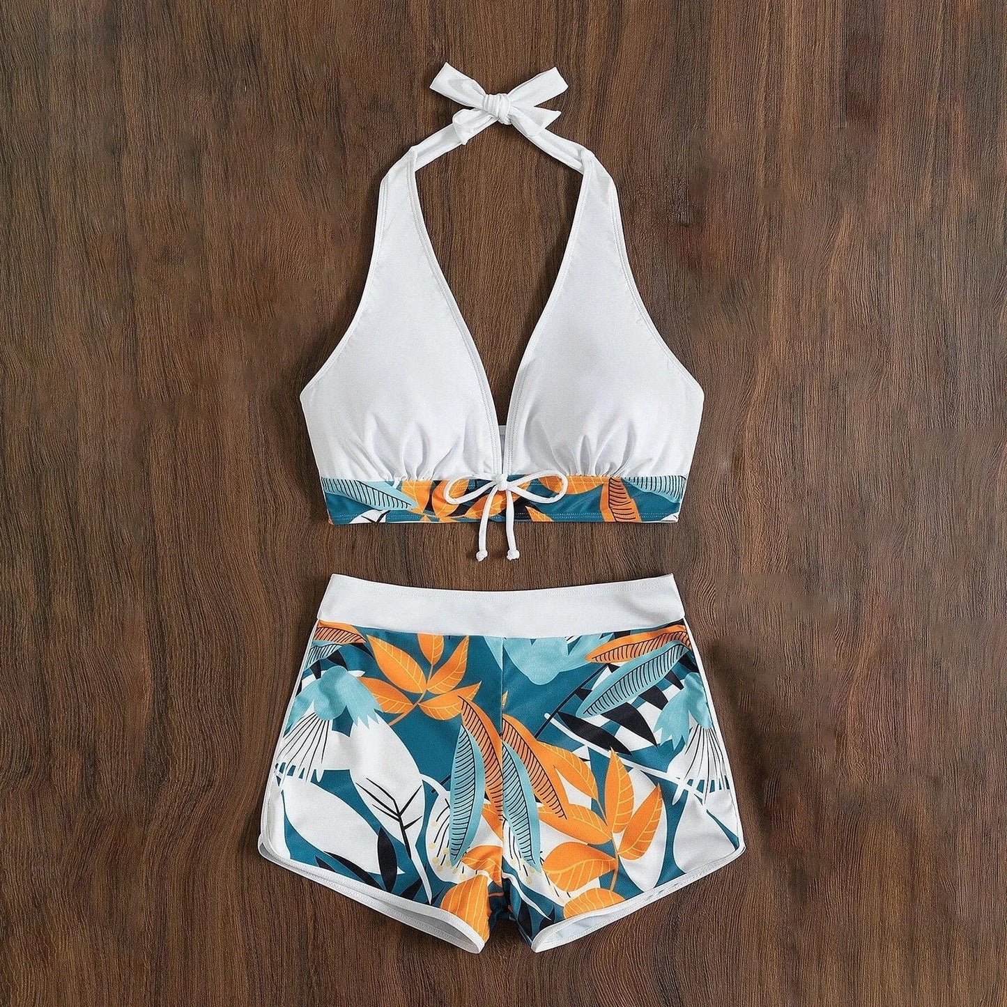 2 Pieces Plant Print Bikinis Set