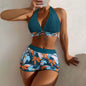 2 Pieces Plant Print Bikinis Set
