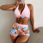 2 Pieces Plant Print Bikinis Set