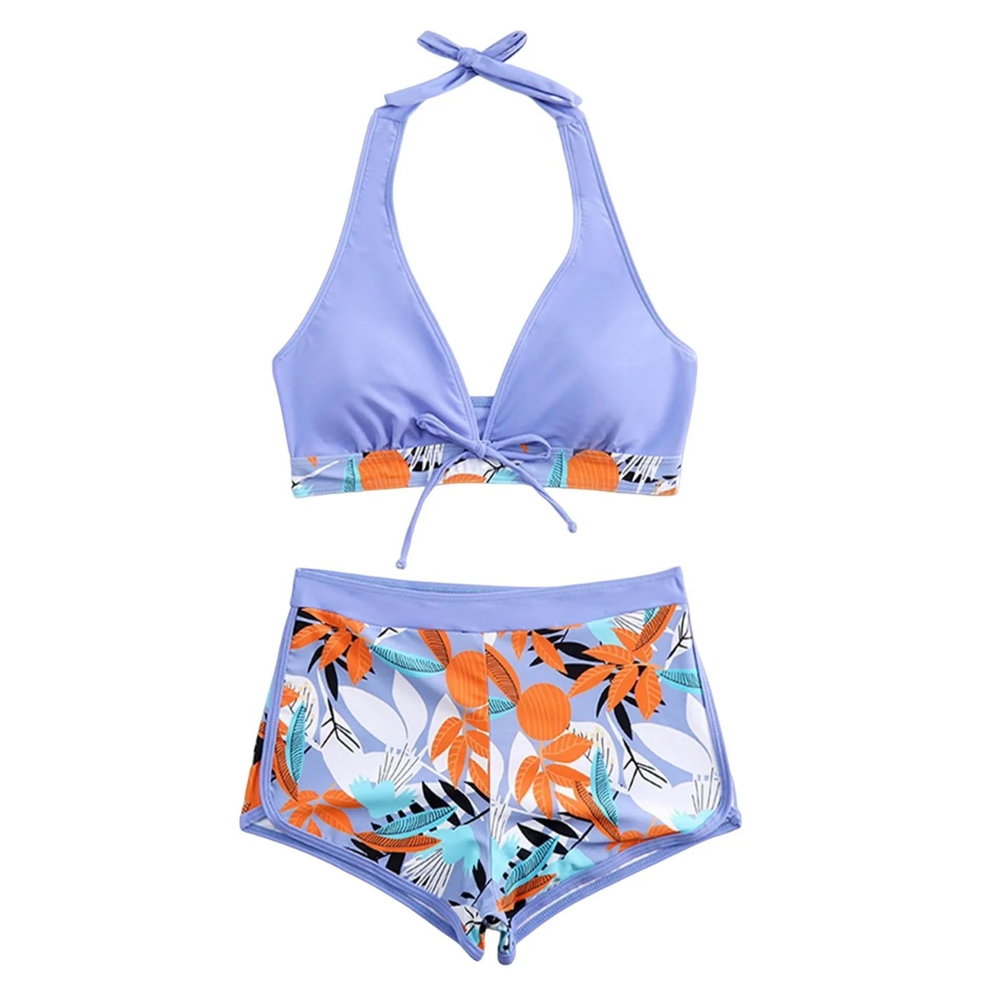 2 Pieces Plant Print Bikinis Set