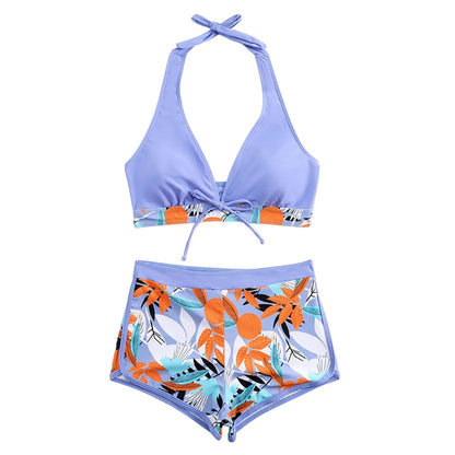 2 Pieces Plant Print Bikinis Set
