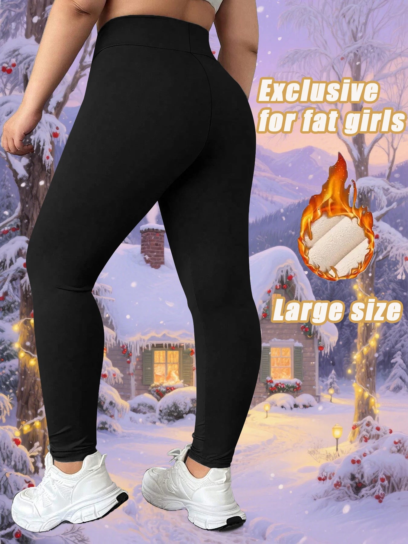 High - waisted Plus - size Winter Fleece - lined  Leggings