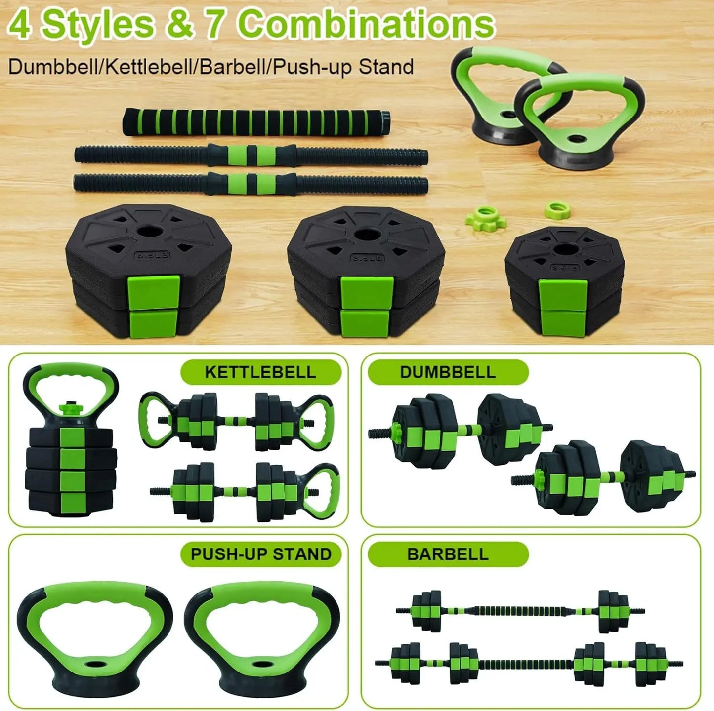4 in 1 Adjustable Kettlebell/Dumbbell Set