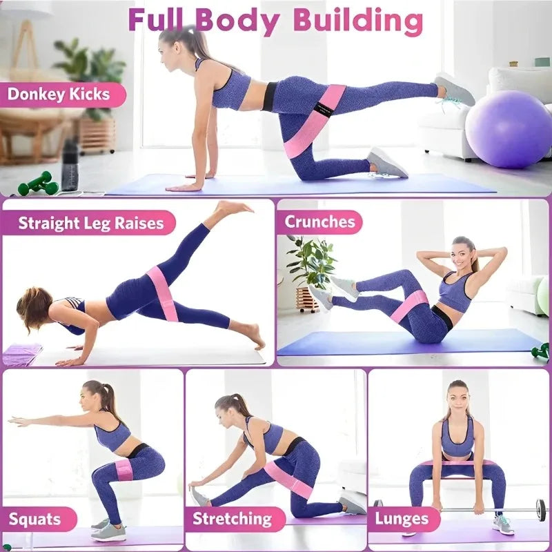 3Pcs Fabric Resistance Hip Booty Bands