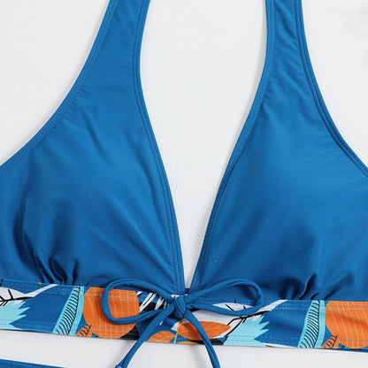 2 Pieces Plant Print Bikinis Set