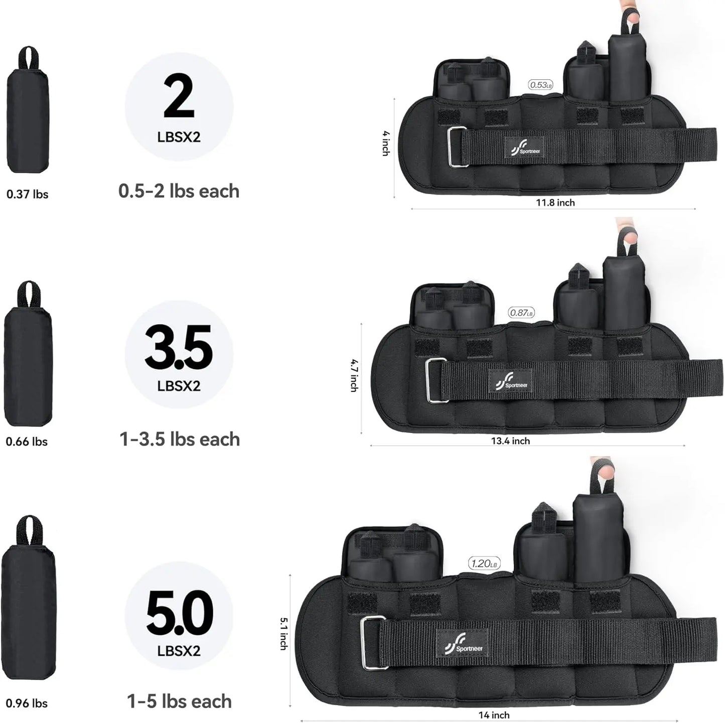 Adjustable Wrist and Ankle Weights 1-10 lbs