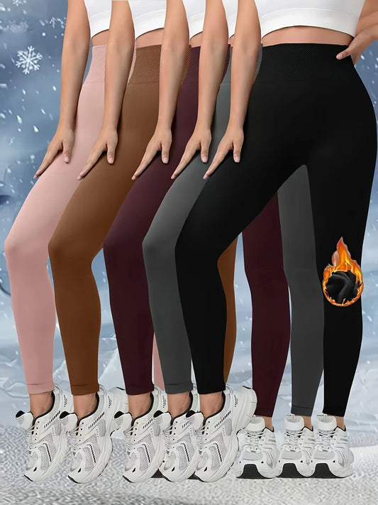 5-Piece Fleece-Lined Thermal Leggings