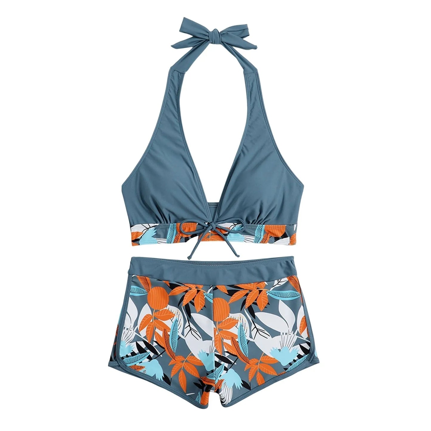 2 Pieces Plant Print Bikinis Set