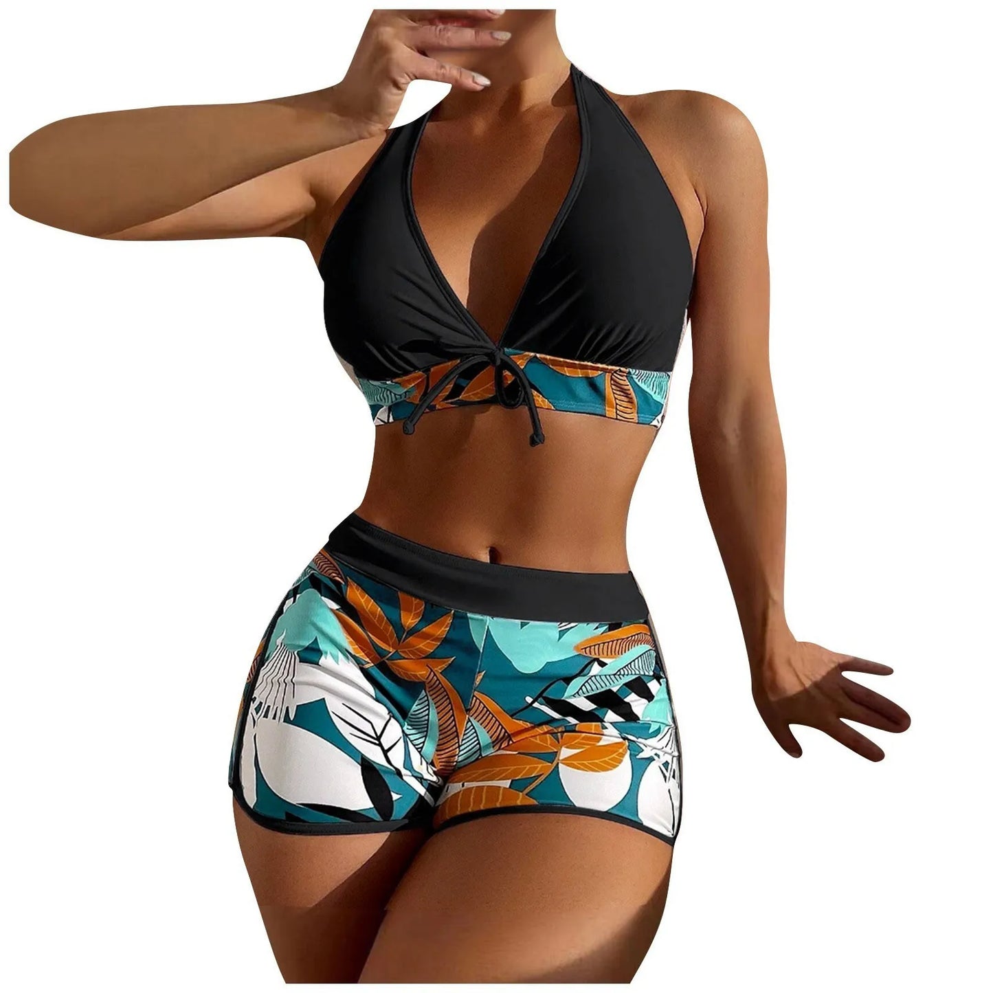 2 Pieces Plant Print Bikinis Set