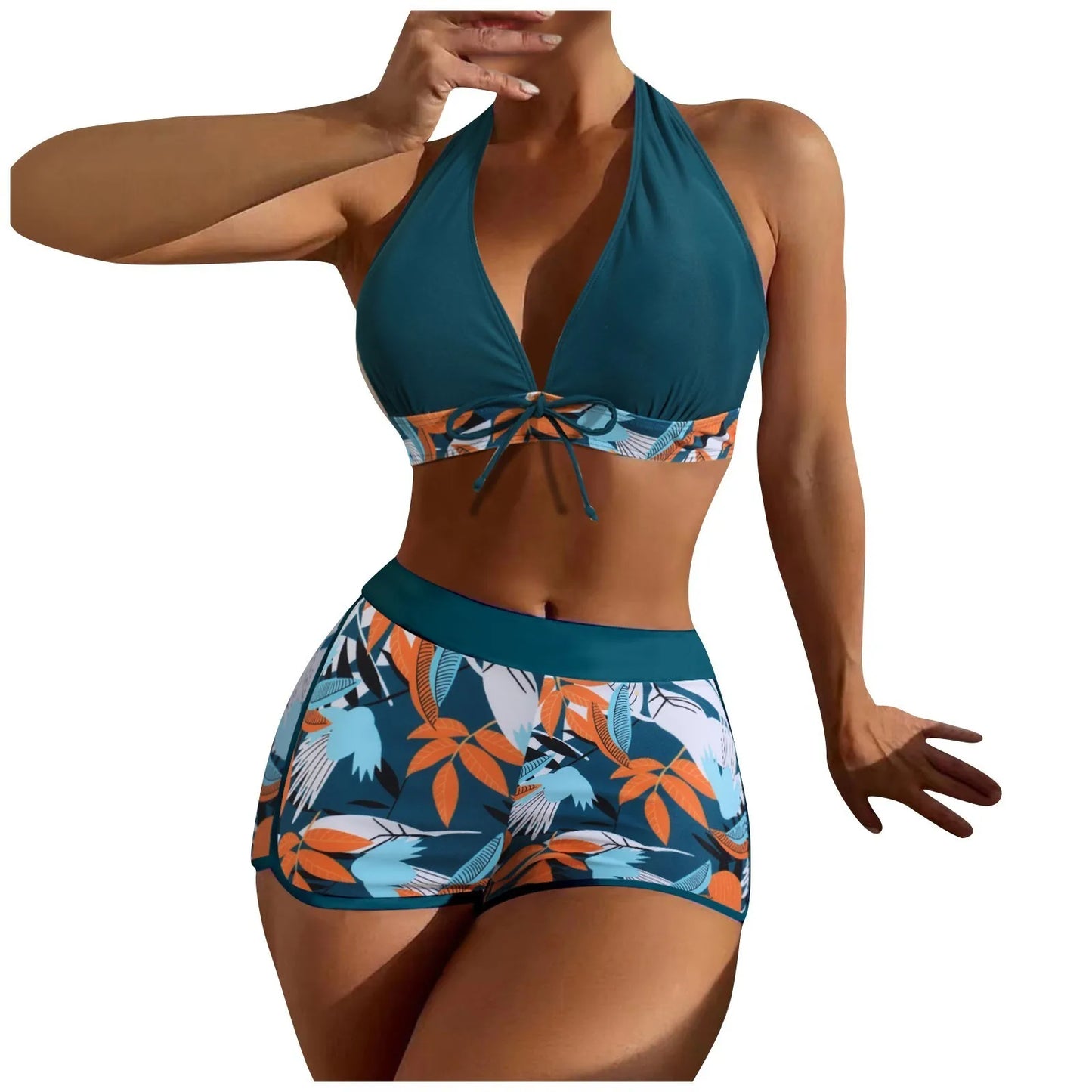 2 Pieces Plant Print Bikinis Set