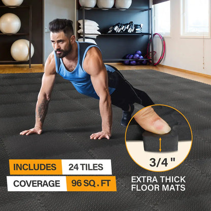 Exercise Mat 3/4'' Thick Interlocking Tiles