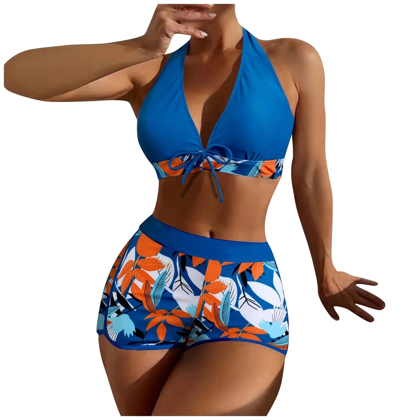 2 Pieces Plant Print Bikinis Set