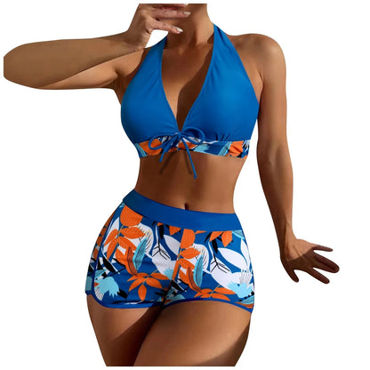 2 Pieces Plant Print Bikinis Set