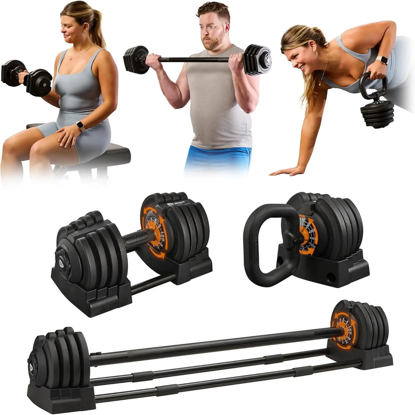 Adjustable Dumbbells Set -15lb 25lb 43lb