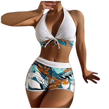 2 Pieces Plant Print Bikinis Set