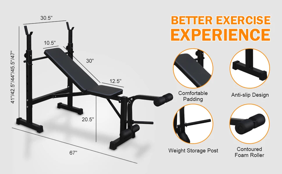Weight Bench Press Set with Squat Rack