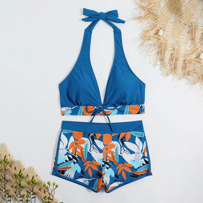 2 Pieces Plant Print Bikinis Set