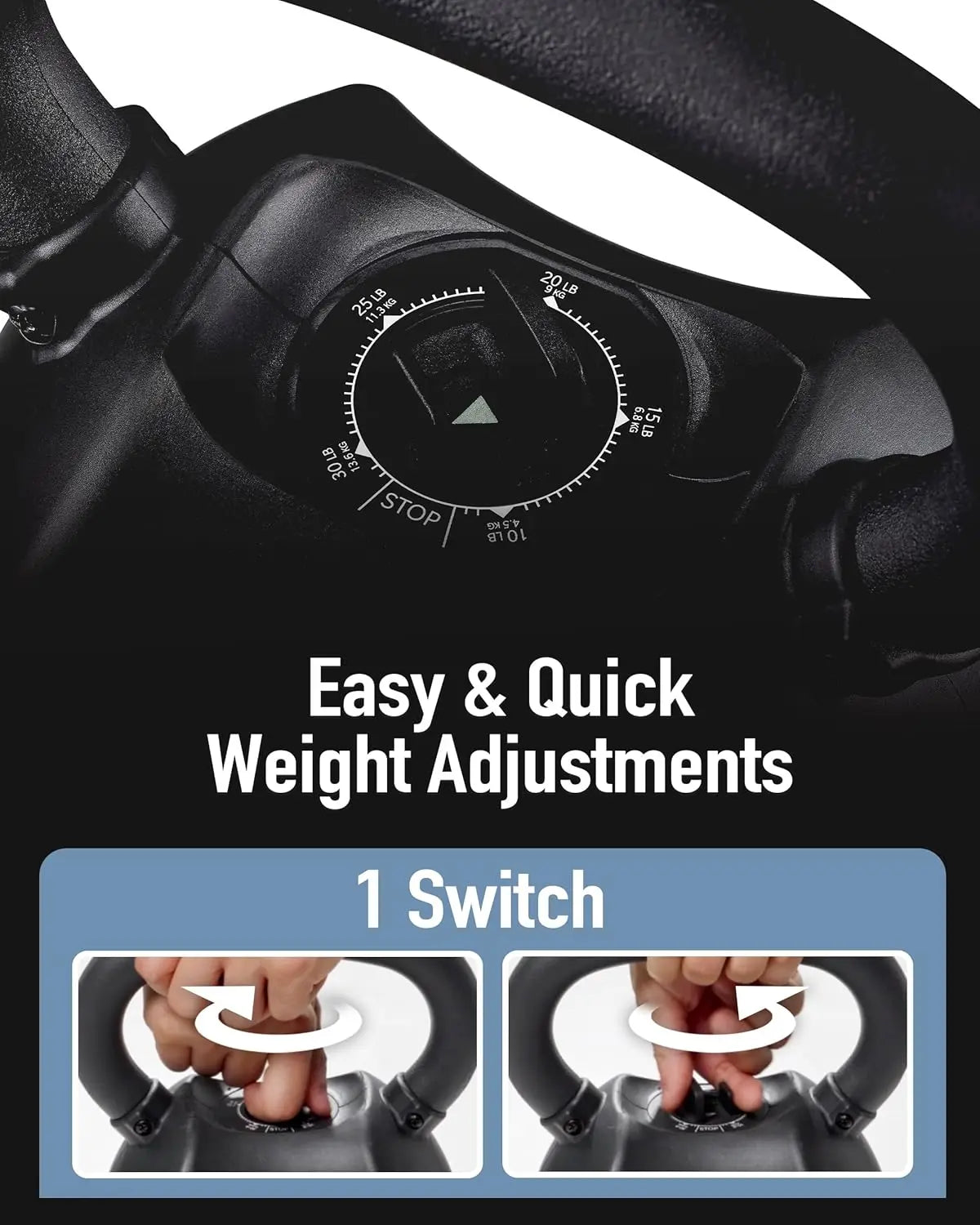Adjustable Kettlebell 30lb Weight Training