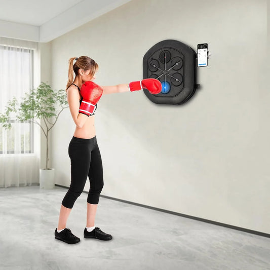 music boxing machine with LED lights, wall mounted boxing, Bluetooth support, 2 modes, boxing machine, gloves and phone holder