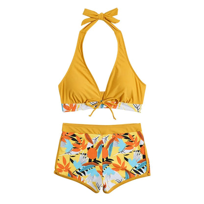 2 Pieces Plant Print Bikinis Set