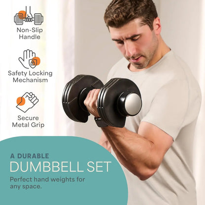Adjustable Dumbbells Set -15lb 25lb 43lb