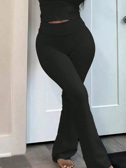 Flared Casual Yoga Pants for Curves