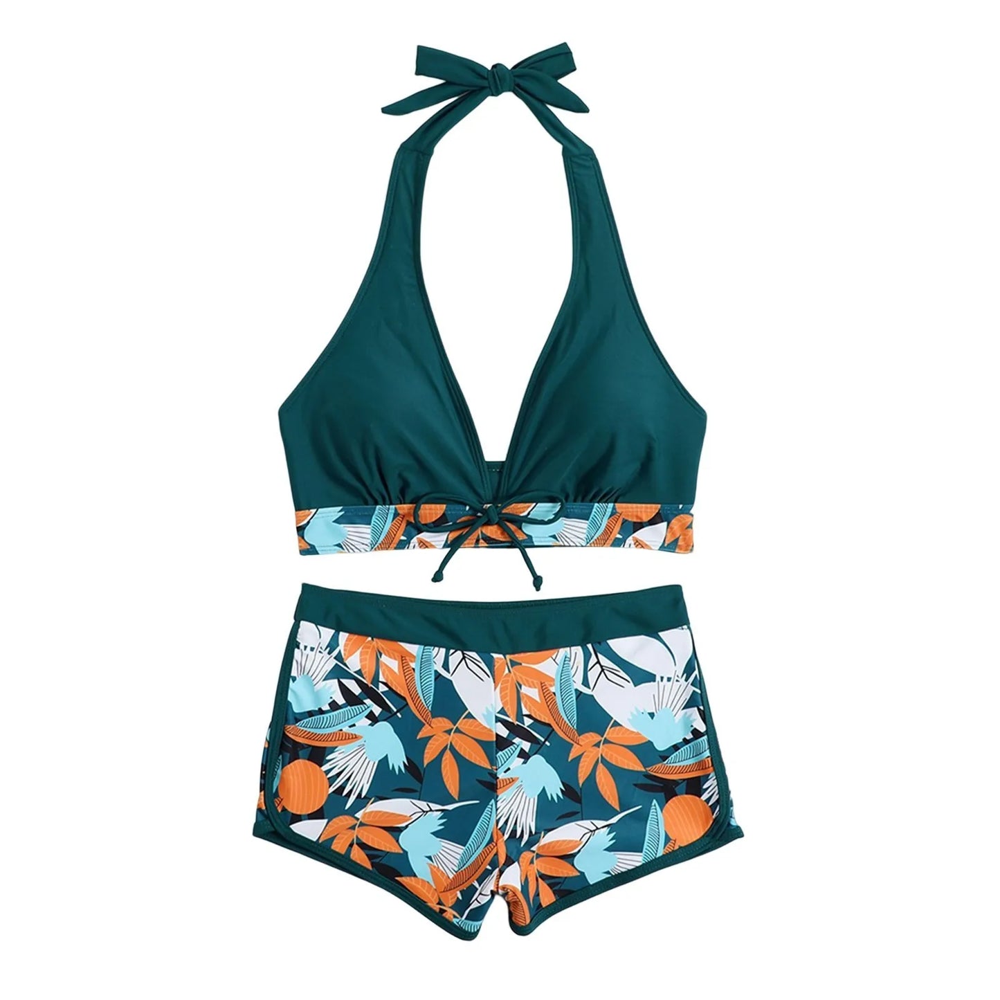 2 Pieces Plant Print Bikinis Set