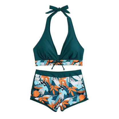 2 Pieces Plant Print Bikinis Set