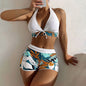 2 Pieces Plant Print Bikinis Set