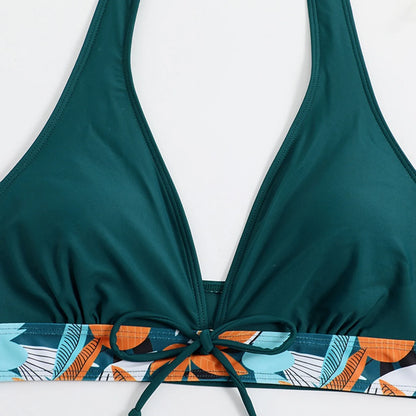 2 Pieces Plant Print Bikinis Set