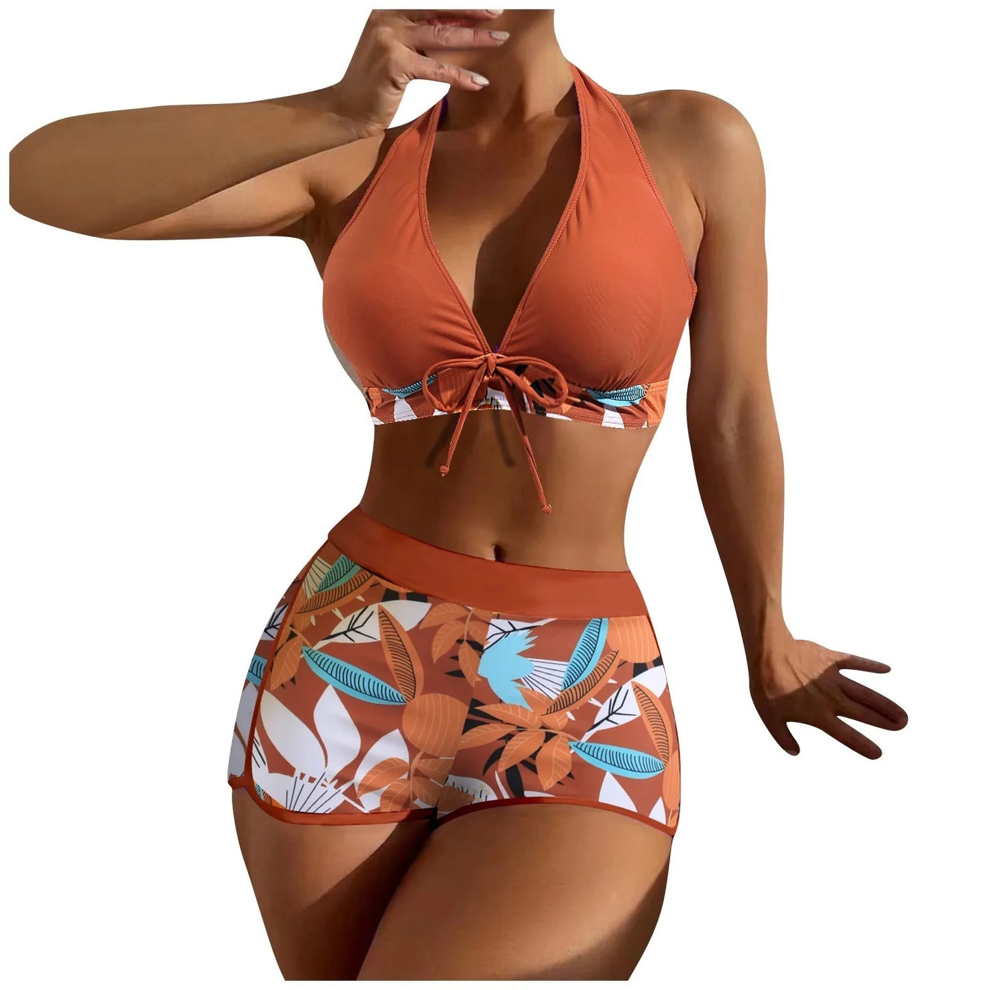 2 Pieces Plant Print Bikinis Set