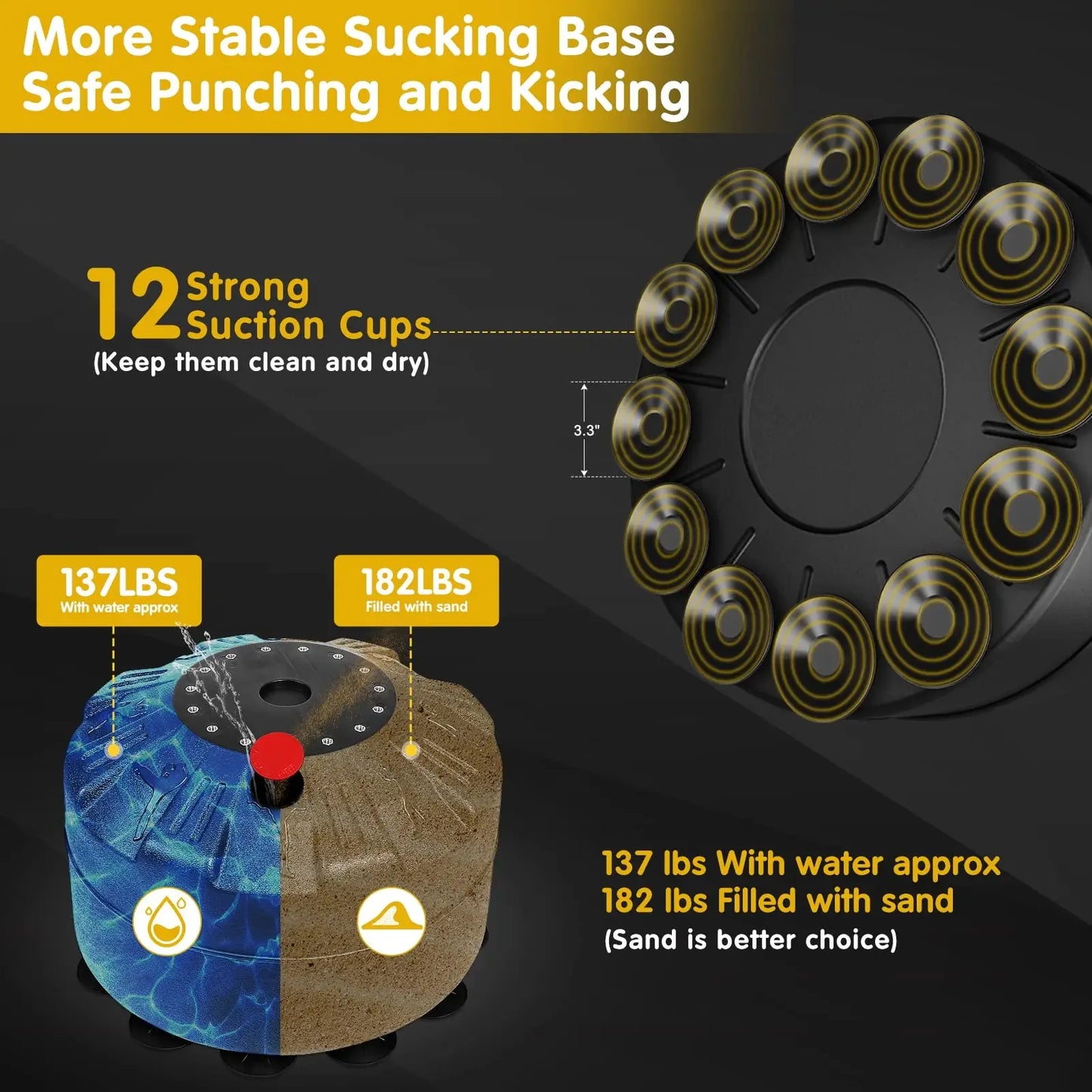 Standing sandbag, boxing bag with suction cup