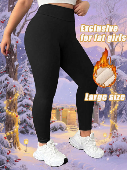 High - waisted Plus - size Winter Fleece - lined  Leggings