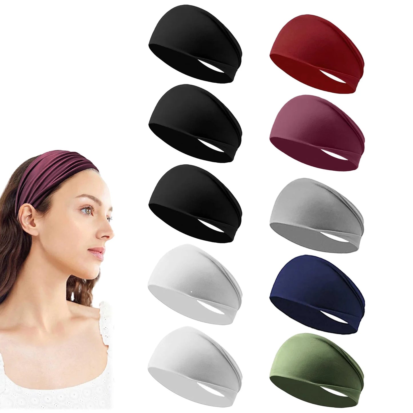 10pcs Elastic Non Slip for Gym Yoga Hair Band