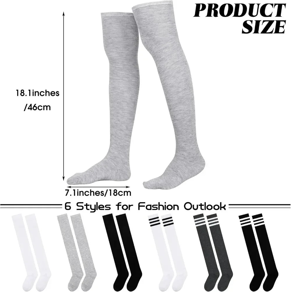 6 Pairs Thigh Boot Socks