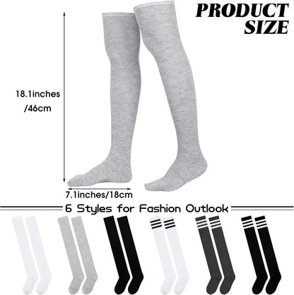 6 Pairs Thigh Boot Socks